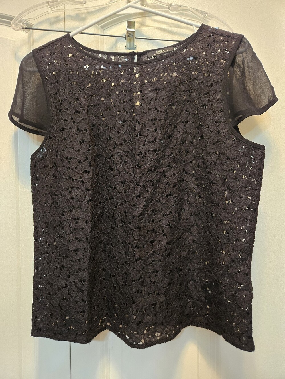 Mexx Lace Overlay Short Sleeve Top - Black